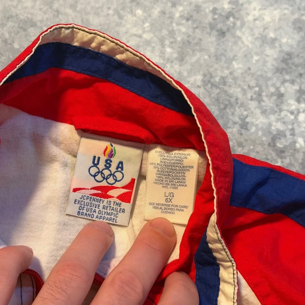 Vintage USA‎ Olympic JCPenney Kids Windbreaker Jacket Red White Blue Size 6